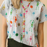 Grey Multi Skeleton Tee | Queen Of Sparkles