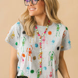 Grey Multi Skeleton Tee | Queen Of Sparkles