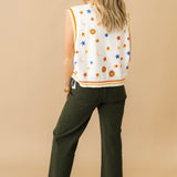 White Full Sequin Pumpkin & Small Icon Vest | Queen Of Sparkles