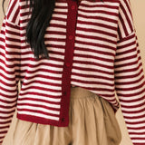 Fall Feels Stripe Cardigan | Wine Pink