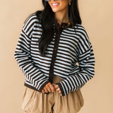 Fall Feels Stripe Cardigan | Brown Blue