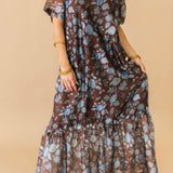 Sheer Overlay Floral Maxi Dress | Chocolate