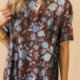 Sheer Overlay Floral Maxi Dress | Chocolate