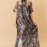 Sheer Overlay Floral Maxi Dress | Chocolate