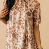 Sheer Overlay Floral Maxi Dress | Taupe