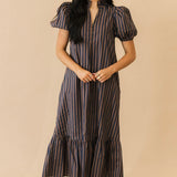 Changing Seasons Midi Dress | Brown Navy