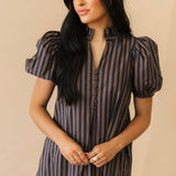 Changing Seasons Midi Dress | Brown Navy
