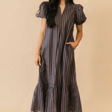 Changing Seasons Midi Dress | Brown Navy