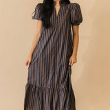 Changing Seasons Midi Dress | Brown Navy