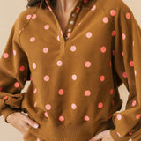 Moxie Polka Dot Collared SS | Rust Pink