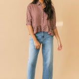 Bailey Gingham Button Top | Red Bean