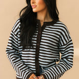 Fall Feels Stripe Cardigan | Brown Blue