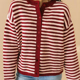Fall Feels Stripe Cardigan | Wine Pink