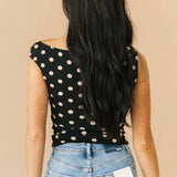 Date Night Polka Dot Top | Black Beige
