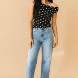 Date Night Polka Dot Top | Black Beige