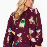 Plum Hands Holding Cocktail Glasses Sweatshirt | Queen Of Sparkles