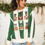 Green & Ivory Striped Nutcracker Sweater | Queen Of Sparkles