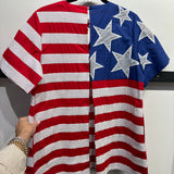 American Flag Cotton Short Sleeve Dress | Queen Of Sparkles