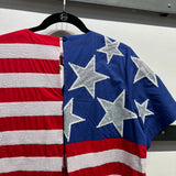 American Flag Cotton Short Sleeve Dress | Queen Of Sparkles