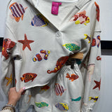 Neutral Multi Under The Sea Creature Hoody Sweatshirt | Queen Of Sparkles