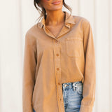 Classic Button Down Top | Camel