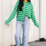 Cabana Stripe Piper Cardigan | Kelly Green