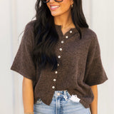 Anika Pointelle Cardigan | Brown