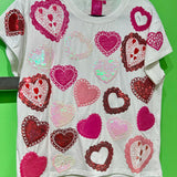 White Multi Doily Heart Tee