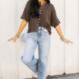 Anika Pointelle Cardigan | Brown