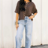 Anika Pointelle Cardigan | Brown