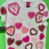 White Multi Doily Heart Tee