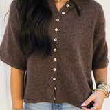 Anika Pointelle Cardigan | Brown