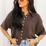 Anika Pointelle Cardigan | Brown