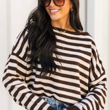 Fallon Stripe Sweater | Chocolate