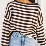 Fallon Stripe Sweater | Chocolate