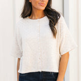 Anika Pointelle Cardigan | Oatmeal