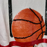 White Basketball Net Fringe Sweater