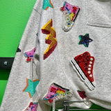 Grey Sneaker And Lightning Bolt Collar Sweatshirt