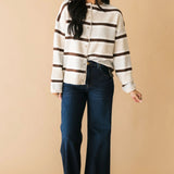 Cozy Stripe Sweater Cardigan | Naturals
