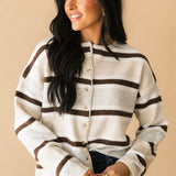 Cozy Stripe Sweater Cardigan | Naturals
