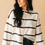 Cozy Stripe Sweater Cardigan | Naturals