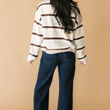 Cozy Stripe Sweater Cardigan | Naturals