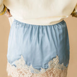 Lace Trim Mini Skirt | Blue