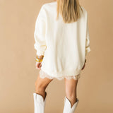 Lace Trim Mini Skirt | Blue