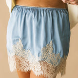 Lace Trim Mini Skirt | Blue