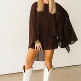 So Chic Romper W Cape | Chocolate