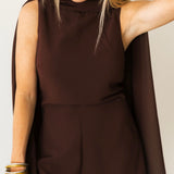 So Chic Romper W Cape | Chocolate