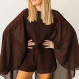 So Chic Romper W Cape | Chocolate