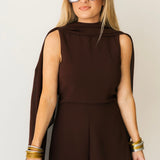 So Chic Romper W Cape | Chocolate