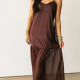 Daliah Maxi Dress W Scarf | Chocolate